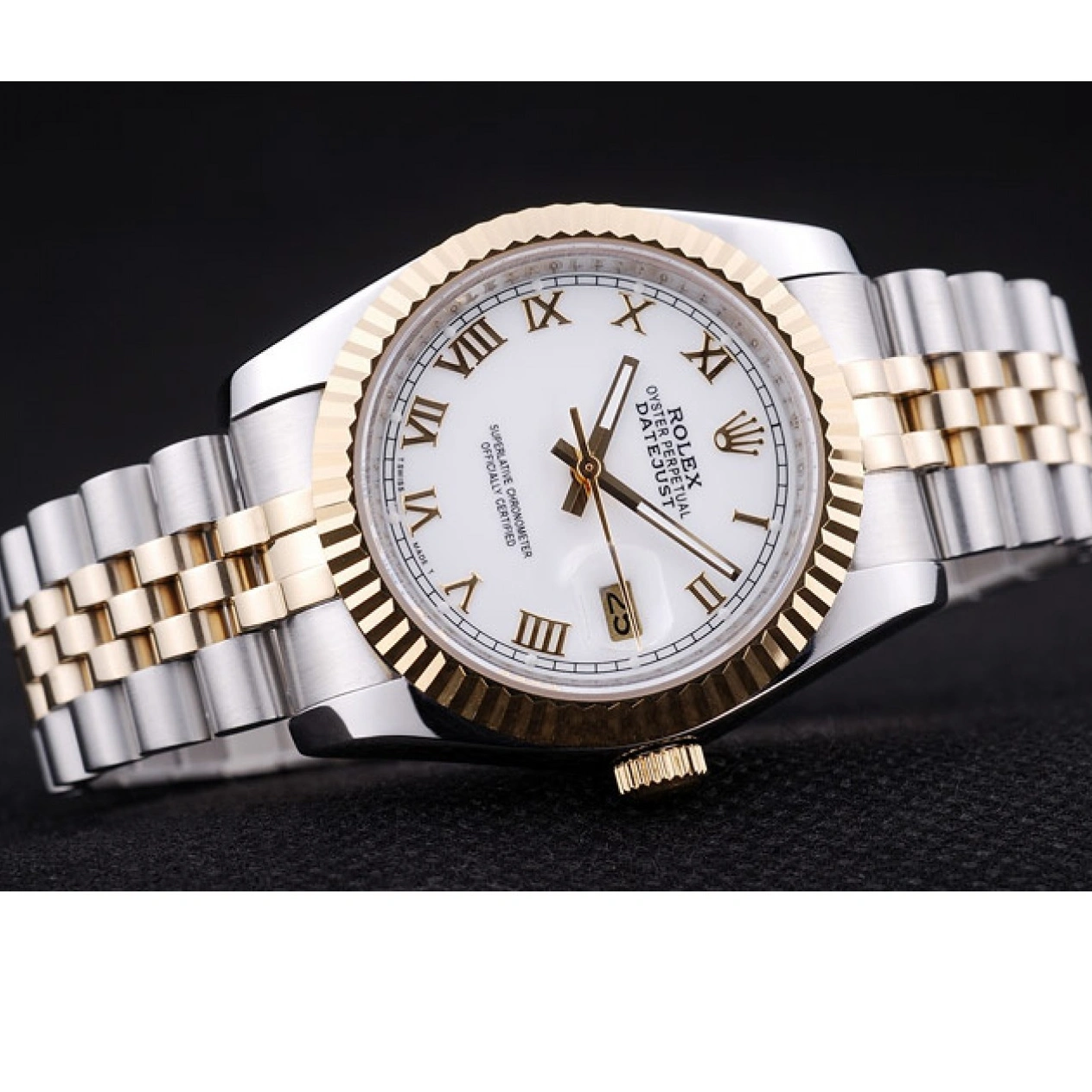 Aaa replica watch 7451 White Bezel Datejust Rolex Dial Ribbed 1015